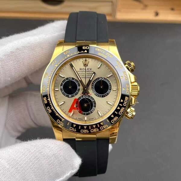 Rolex Cosmograph Daytona in 18k Gold on Rubber Strap with Champagne Dial (M126518LN-0001)